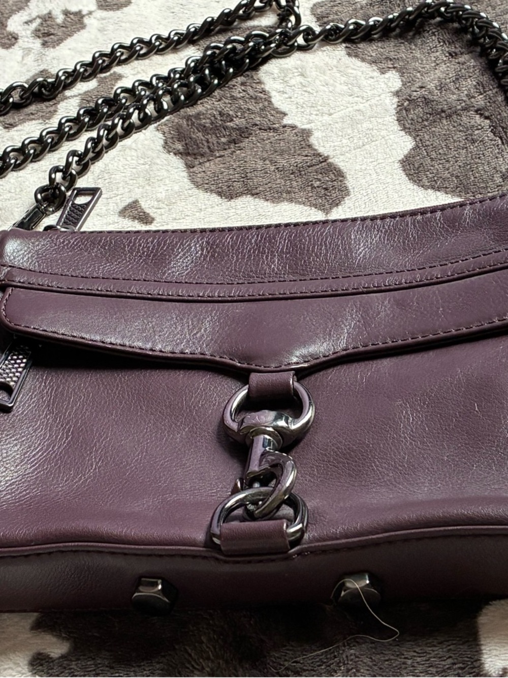 Rebecca Minkoff Plum Leather Chain-Detail Crossbody Bag